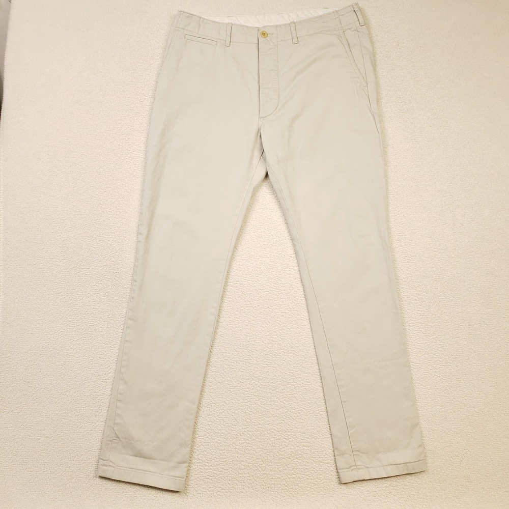 Buck Mason Officer Pant Mens 33x32 Off-White Slub Twill Cotton Chino Cut 14023